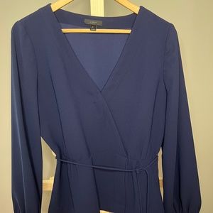 Navy JCrew Faux Wrap Top - Size 8